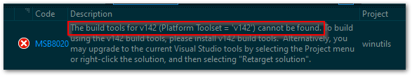 V142 Build Tools Not Found